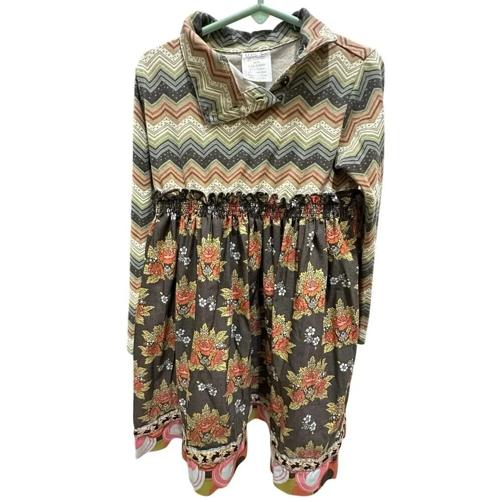 Matilda Jane Girls SZ 6 Field Trip Harlow Mock Turtleneck Cottagecore BOHO Dress